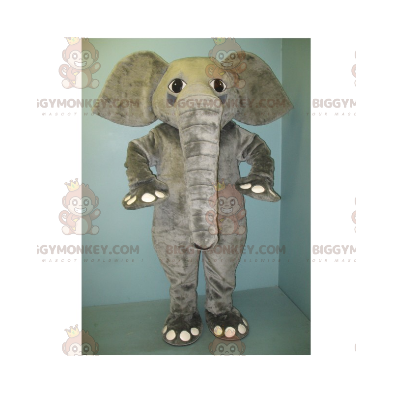 Traje de mascote de elefante cinza BIGGYMONKEY™ – Traje de mascote de elefante cinza BIGGYMONKEY™ –