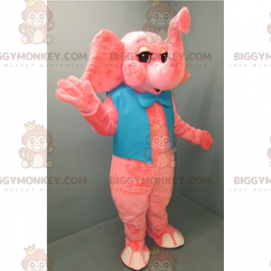 Costume de mascotte BIGGYMONKEY™ d'éléphant rose avec nœud