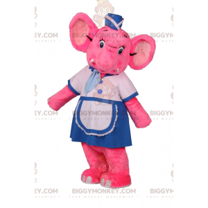 BIGGYMONKEY™ vaaleanpunainen norsun maskottiasu Cook-asussa -