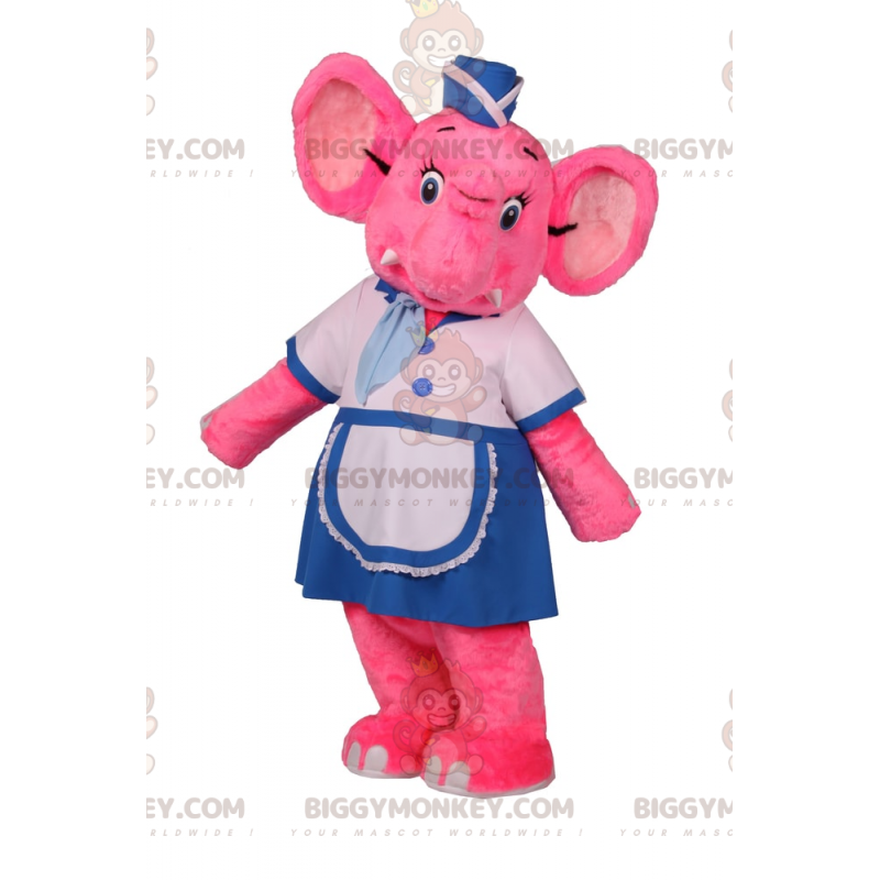 Kostium maskotki różowego słonia BIGGYMONKEY™ w stroju kucharza Kostium maskotki różowego słonia BIGGYMONKEY™ w stroju kucharza