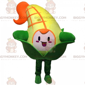 Corn on the Cob BIGGYMONKEY™ Mascot Costume with Smiling Face -