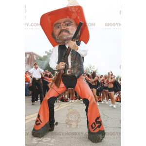 Cowboy BIGGYMONKEY™ Mascot Costume in Orange and Black