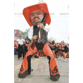 Cowboy BIGGYMONKEY™ Mascot Costume in Orange and Black