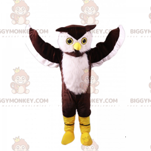 Στολή μασκότ BIGGYMONKEY™ με λευκές και καφέ κουκουβάγιες -
