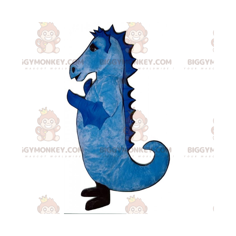 Costume da mascotte BIGGYMONKEY™ con cavalluccio marino blu e Costume da mascotte BIGGYMONKEY™ con cavalluccio marino blu e