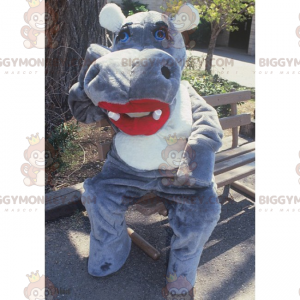 Hippopotamus BIGGYMONKEY™ Maskottchenkostüm mit Lippenstift -