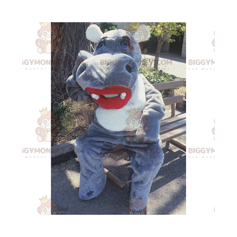Hippopotamus BIGGYMONKEY™ Mascot Costume with Lipstick -