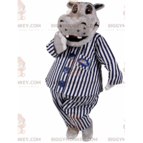 Hippo in Striped Pajamas BIGGYMONKEY™ Mascot Costume -