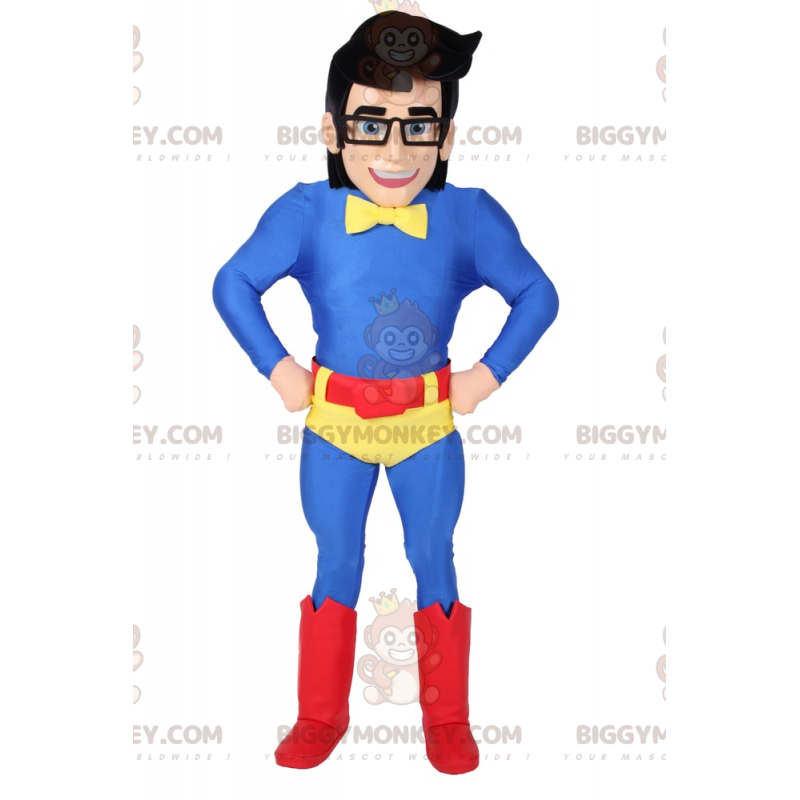 BIGGYMONKEY™ maskotdräkt för män i blå superhjälteoutfit -