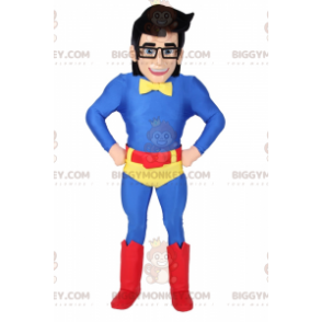 Mens BIGGYMONKEY™ Mascot Costume In Blue Superhero Outfit -