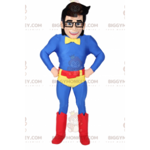 Męski kostium maskotki BIGGYMONKEY™ w niebieskim stroju superbohatera - Maskotka superbohatera - BiggyMonkey.com