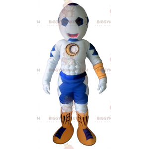 Costume da mascotte BIGGYMONKEY™ bianco e blu con testa a
