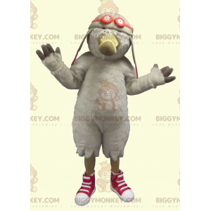 BIGGYMONKEY™ Seagull Bird Mascot Costume with Aviator Helmet -