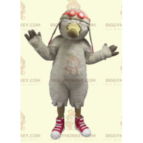 BIGGYMONKEY™ Seagull Bird -maskottiasu lentäjäkypärällä - Lintu maskotti - BIGGYMONKEY_02109 - BiggyMonkey.com