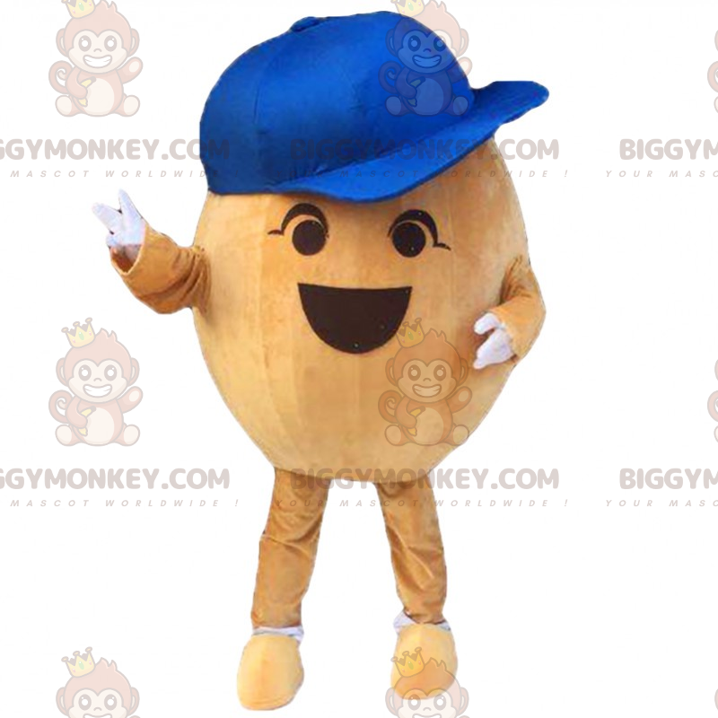Kostým maskota Egg BIGGYMONKEY™ s modrou čepicí - Jídlo maskot - BIGGYMONKEY_017198 - BiggyMonkey.com