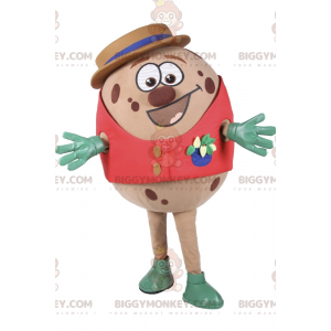 Spotted Egg BIGGYMONKEY™ Mascot Costume with Red Jacket and Hat
