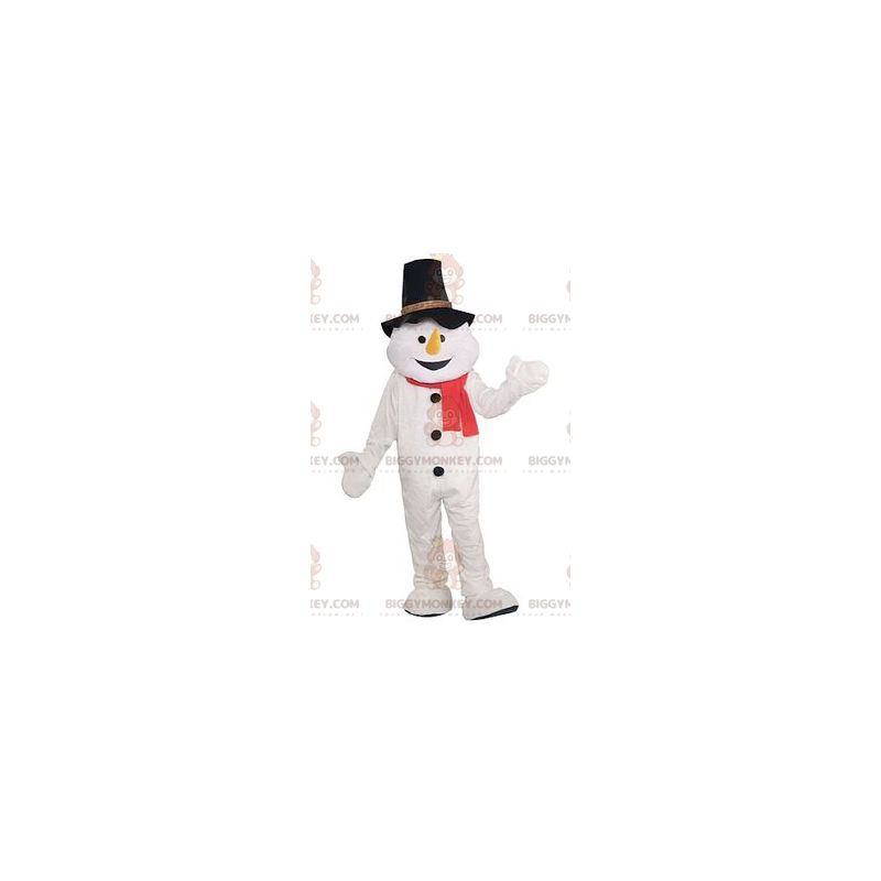 Costume de mascotte BIGGYMONKEY™ de bonhomme de neige avec un Costume de mascotte BIGGYMONKEY™ de bonhomme de neige avec un