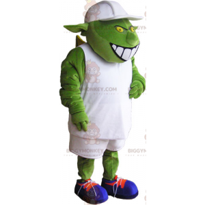  Costume da mascotte Ogre BIGGYMONKEY™ con abito bianco e berretto - Mascotte dei mostri - BIGGYMONKEY_017203 - BiggyMonkey.com