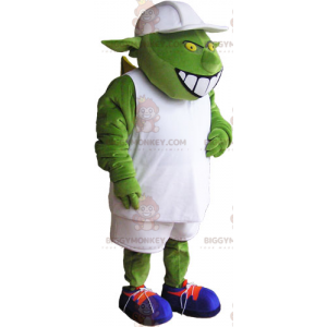 Ogre BIGGYMONKEY™ maskotdräkt med vit outfit och keps -