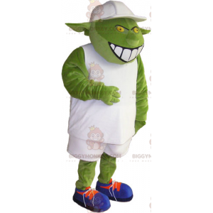 Ogre BIGGYMONKEY™ Mascot Costume with White Outfit and Cap -