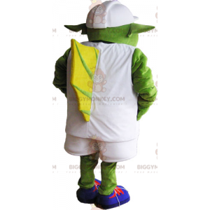 Kostým maskota Ogre BIGGYMONKEY™ s bílým outfitem a čepicí –