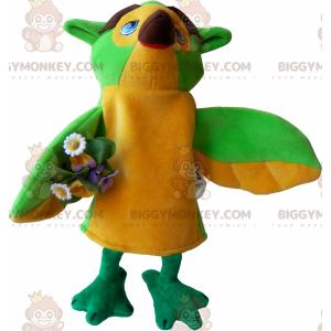 Bird BIGGYMONKEY™ Mascot Costume with Bouquet of Flowers -