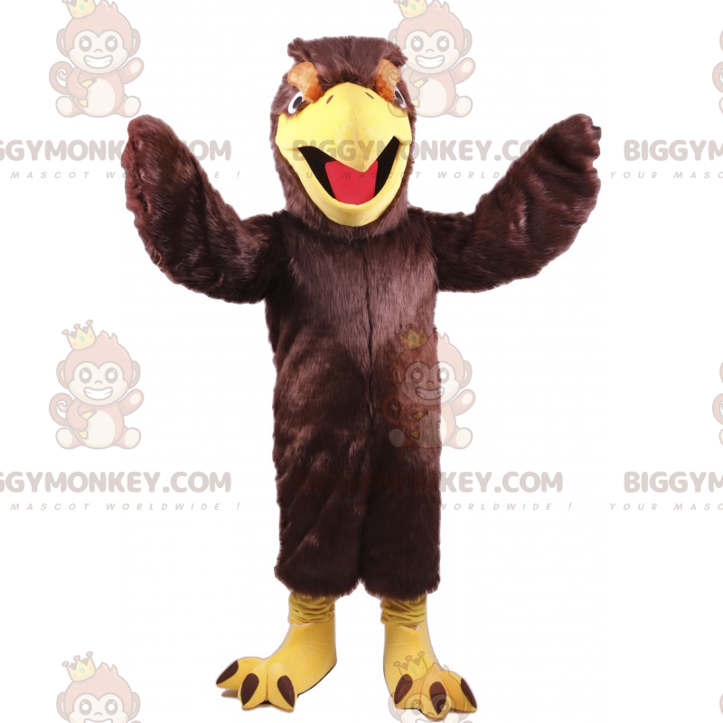 Bruine vogel BIGGYMONKEY™ mascottekostuum met open snavel - Bruine vogel BIGGYMONKEY™ mascottekostuum met open snavel -