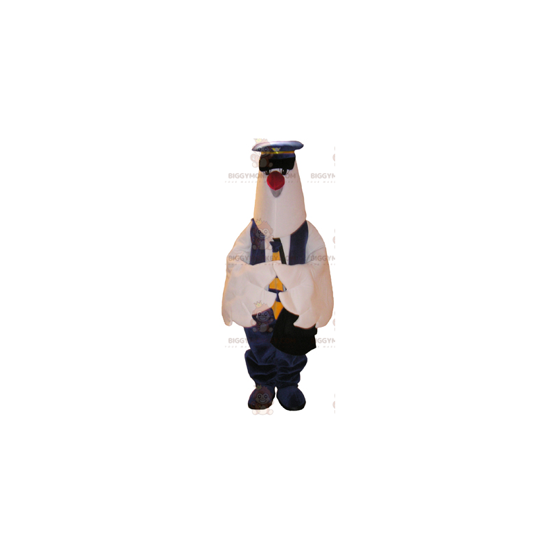 Costume da mascotte uccello bianco BIGGYMONKEY™ con abito da Costume da mascotte uccello bianco BIGGYMONKEY™ con abito da