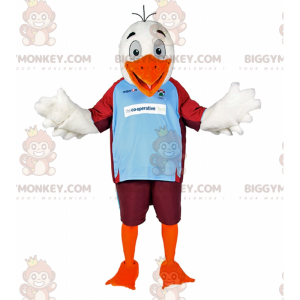 Kostým maskota bílého ptáka BIGGYMONKEY™ ve fotbalovém oblečení