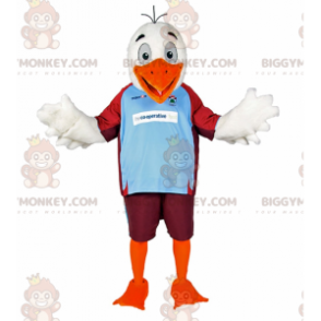 Kostium maskotki białego ptaka BIGGYMONKEY™ w stroju piłkarskim - Maskotka ptak - BIGGYMONKEY_017235 - BiggyMonkey.com