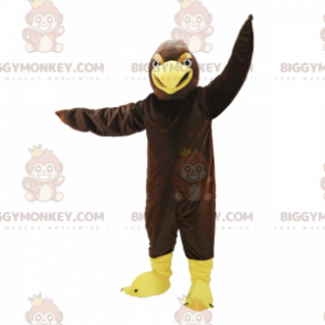 Ruskea lintu ja keltainen nokka BIGGYMONKEY™ maskottiasu - Lintu maskotti - BIGGYMONKEY_017249 - BiggyMonkey.com