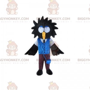 BIGGYMONKEY™ Maskottchenkostüm Schwarzer Vogel mit großen Augen