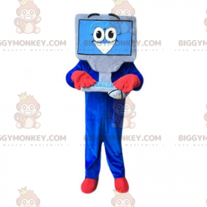 Graues und blaues Computer BIGGYMONKEY™ Maskottchenkostüm mit