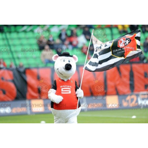 Witte muis BIGGYMONKEY™ mascottekostuum in sportkleding -