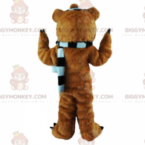 Στολή μασκότ Bear BIGGYMONKEY™ με ριγέ κασκόλ - τρομακτικό - Μασκότ αρκούδας - BIGGYMONKEY_017286 - BiggyMonkey.com