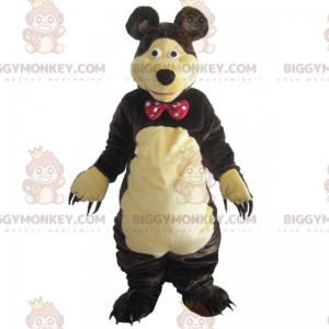 Bear BIGGYMONKEY™ Mascot Costume with Polka Dot Bow Tie -