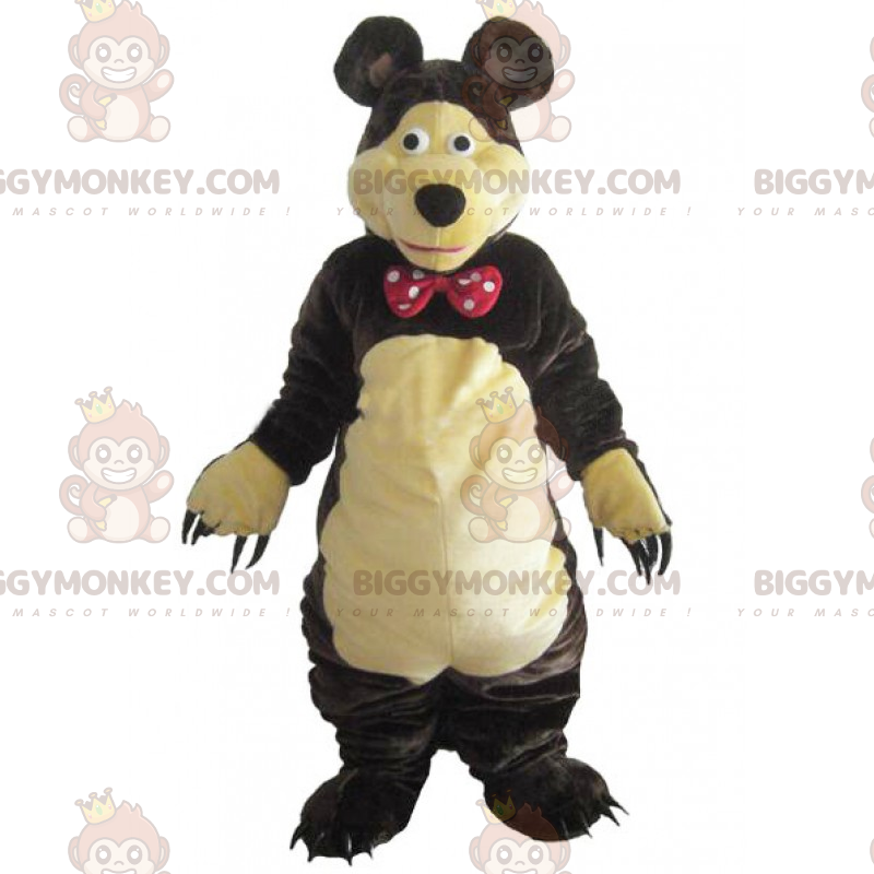 Karhun BIGGYMONKEY™ maskottiasu, jossa on pilkullinen rusetti - Karhun BIGGYMONKEY™ maskottiasu, jossa on pilkullinen rusetti -