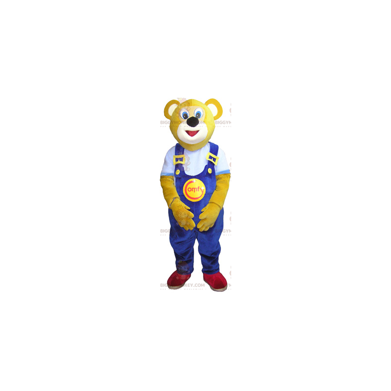 Beer BIGGYMONKEY™ mascottekostuum met blauwe overall - Beer BIGGYMONKEY™ mascottekostuum met blauwe overall -
