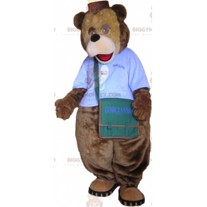 Costume de mascotte BIGGYMONKEY™ d'ours avec tenue et sac en bandoulière - Mascotte d'ours - BiggyMonkey.com