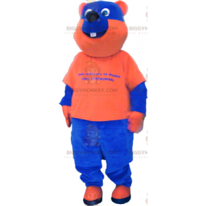 Costume da mascotte BIGGYMONKEY™ con orso bicolore blu e