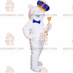 Eisbär BIGGYMONKEY™ Maskottchen-Kostüm mit Königs-Accessoire -