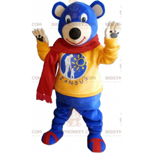Στολή μασκότ Blue Bear BIGGYMONKEY™ με κασκόλ - Μασκότ αρκούδας - BIGGYMONKEY_017302 - BiggyMonkey.com