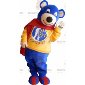 Blue Bear BIGGYMONKEY™ Mascot Costume with Scarf -