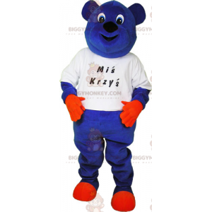 Traje de mascote de camiseta de urso azul BIGGYMONKEY™ –