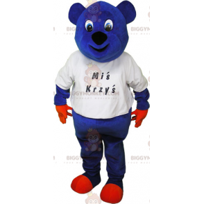 Traje de mascote de camiseta de urso azul BIGGYMONKEY™ –