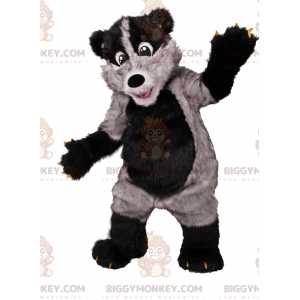 Grauer und schwarzer Bär BIGGYMONKEY™ Maskottchenkostüm -