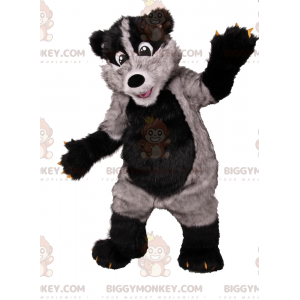 Traje de mascote BIGGYMONKEY™ Urso Cinzento e Preto –