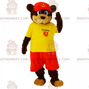 Brauner und hellbrauner Bär BIGGYMONKEY™ Maskottchen-Kostüm mit