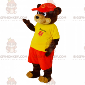 Bruine en bruine beer BIGGYMONKEY™ mascottekostuum met