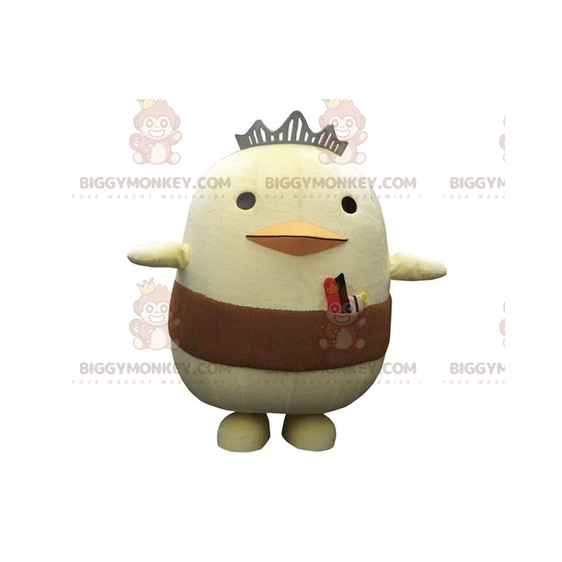 Kostým maskota Big Yellow Chick BIGGYMONKEY™ s korunou a šerpou Kostým maskota Big Yellow Chick BIGGYMONKEY™ s korunou a šerpou